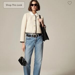 New J Crew Tweed lady jacket with leather trim CI623 Size 10